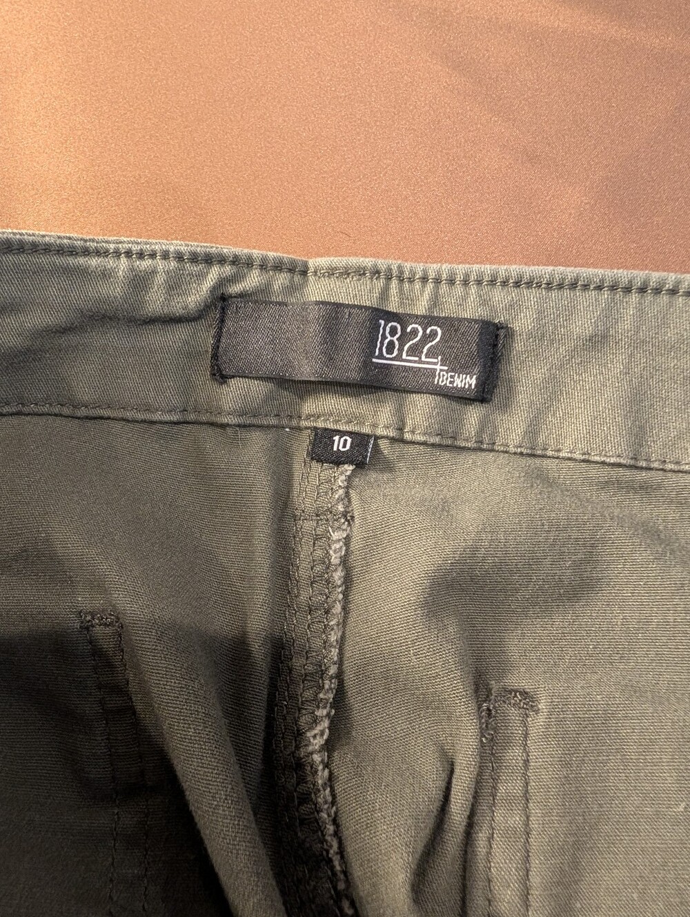 1822 Capri Olive Green Denim Pants - Picture 4 of 6